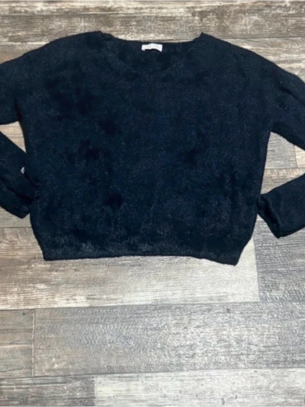 Pink Lily Black Crewneck Scoop Sweater